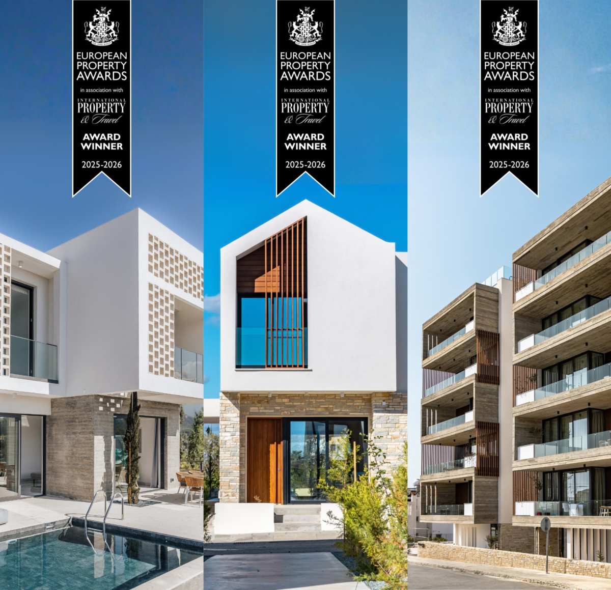 &Tau;&rho;&iota;&pi;&lambda;ή &delta;&iota;&epsilon;&theta;&nu;ή&sigmaf; &delta;&iota;ά&kappa;&rho;&iota;&sigma;&eta; &gamma;&iota;&alpha; &tau;&eta;&nu; Island Blue Cyprus &sigma;&tau;&alpha; International Property Awards 2025, Property for sale or rent in Cyprus